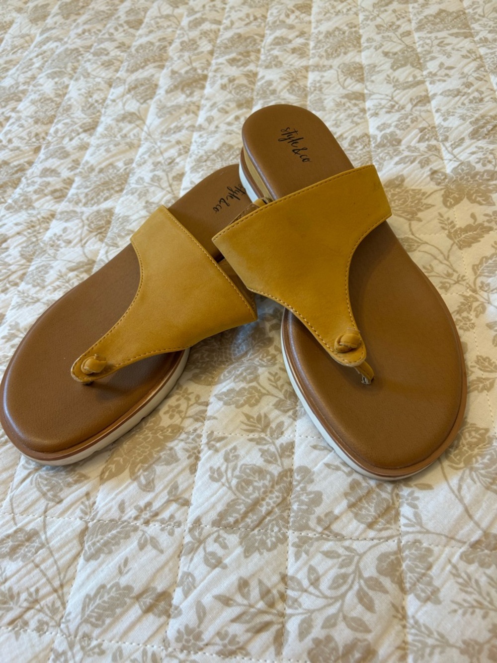 STYLE & Company -  Mustard Yellow  Thong Sandals-Size 8-- Women's Gently Worn